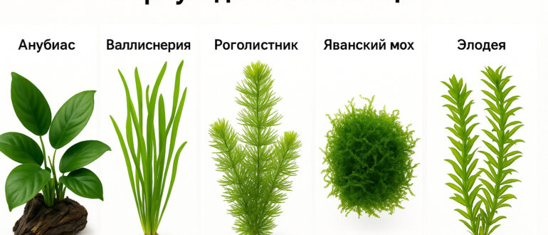 Какие растения посадить в аквариум для начинающих: анубиас, валлиснерия, роголистник, яванский мох, элодея